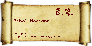 Behal Mariann névjegykártya